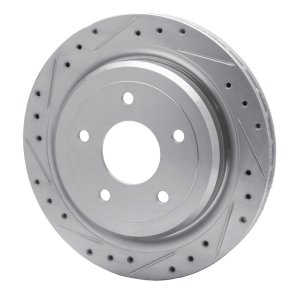 Cadillac XLR Brake Rotor (1) - Rear Left - R1 Concepts - Drilled & Slotted - Silver - `97-`13